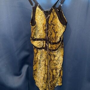 Millau green/tan and white snake print romper